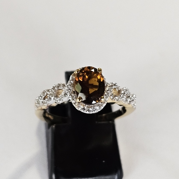 Genuine Tanzanian Golden Tourmaline & White Zircon 18k/925 ✨️Size 7 - Picture 3 of 13